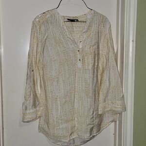 a.n.a Yellow and White Blouse